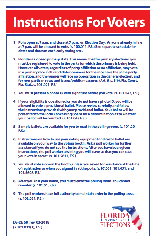 Instructions for Voters