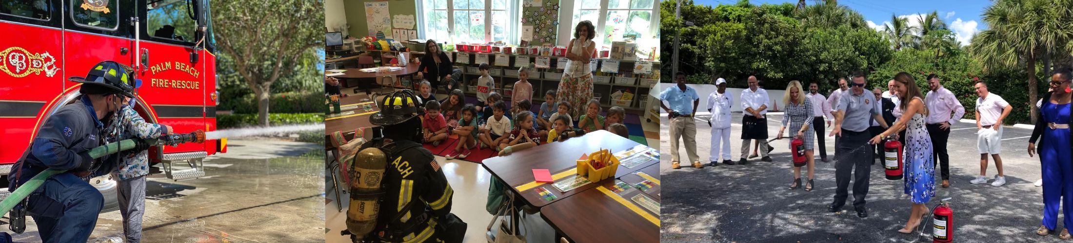 Collage of fire department personnel conducting community education activities.
