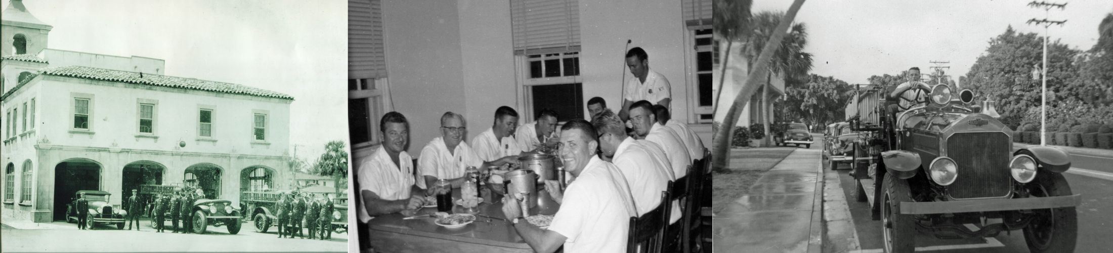Historical black and white photo of Palm beach firefighters 